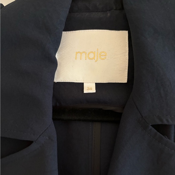 Maje Navy Trench Coat - Picture 3 of 7